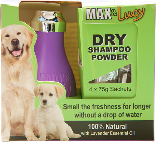 Max & Lucy Dry Dog Shampoo Packaging