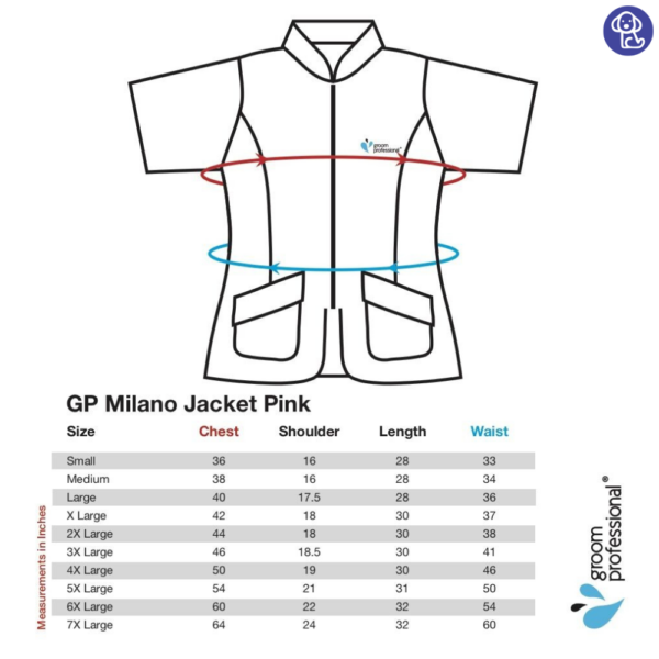 Milano Grooming Jacket Size Guide